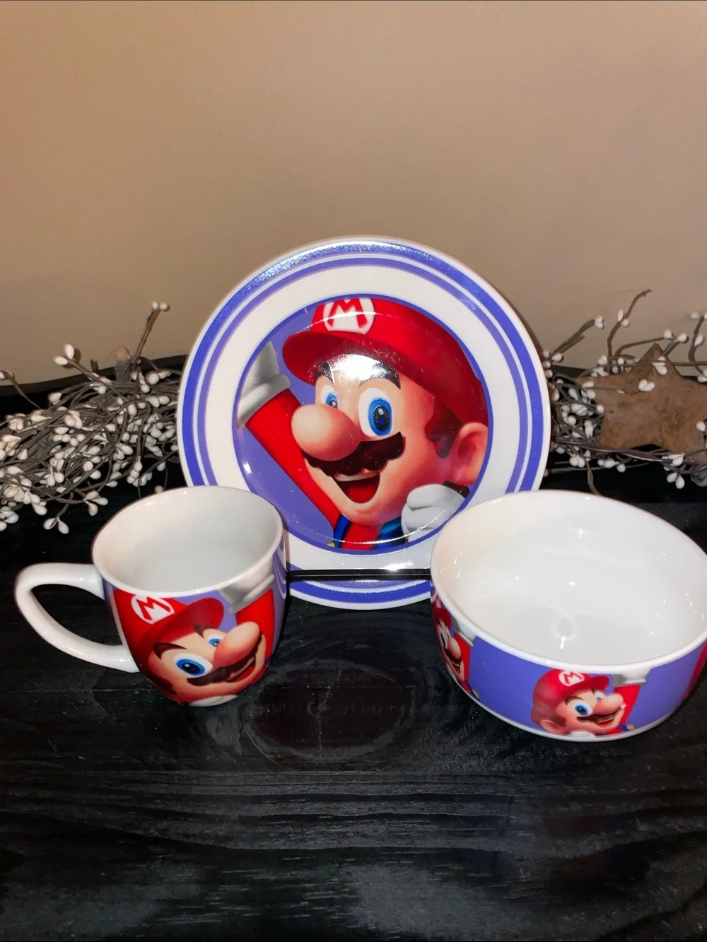 Nintendo Super Mario 3 Piece Porcelain Kid’s Size Dinnerware Set